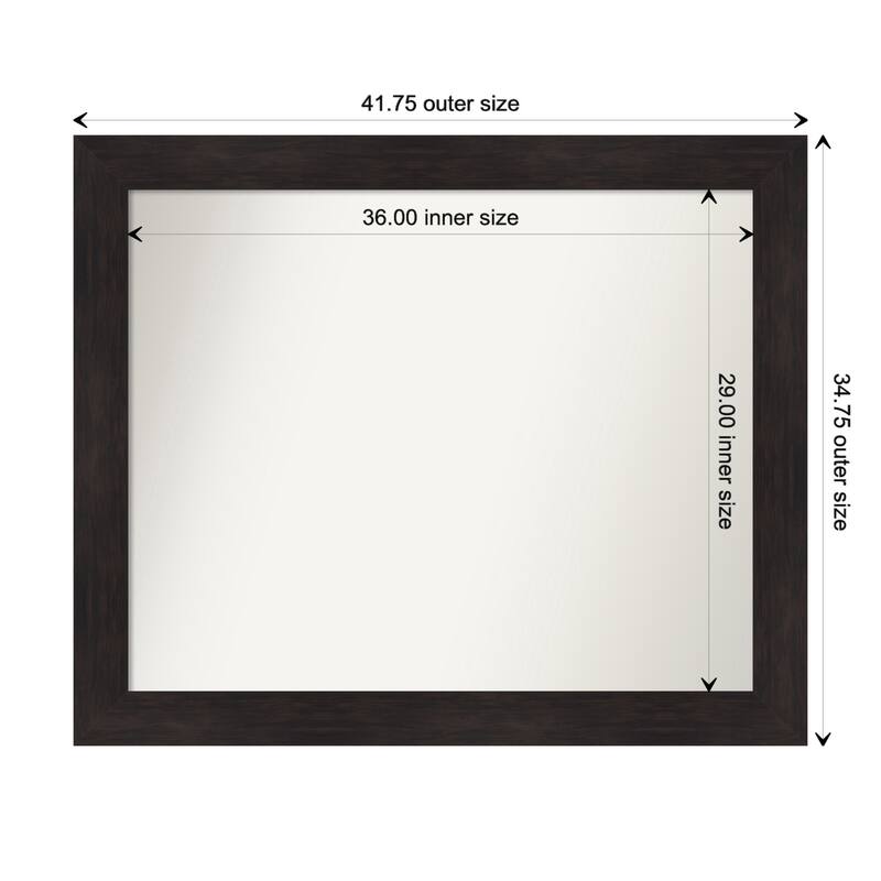 Furniture Espresso Framed Non-Beveled Custom Wall Mirror, Bathroom Vanity Mirror - Outer Size: 41.75 x 34.75