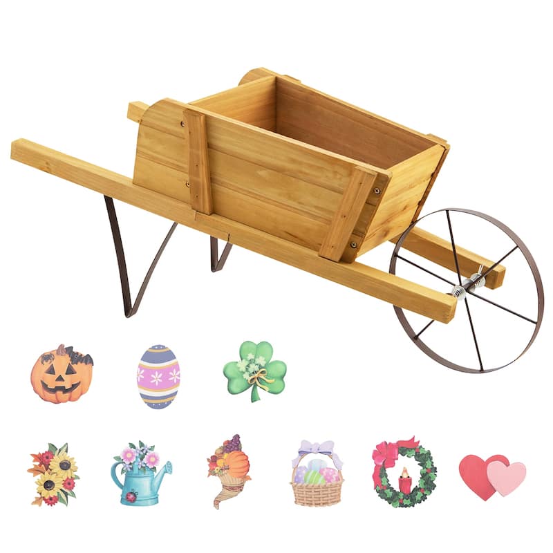 Costway Wooden Wagon Planter Decorative Indoor/Outdoor Rustic Flower - See Details