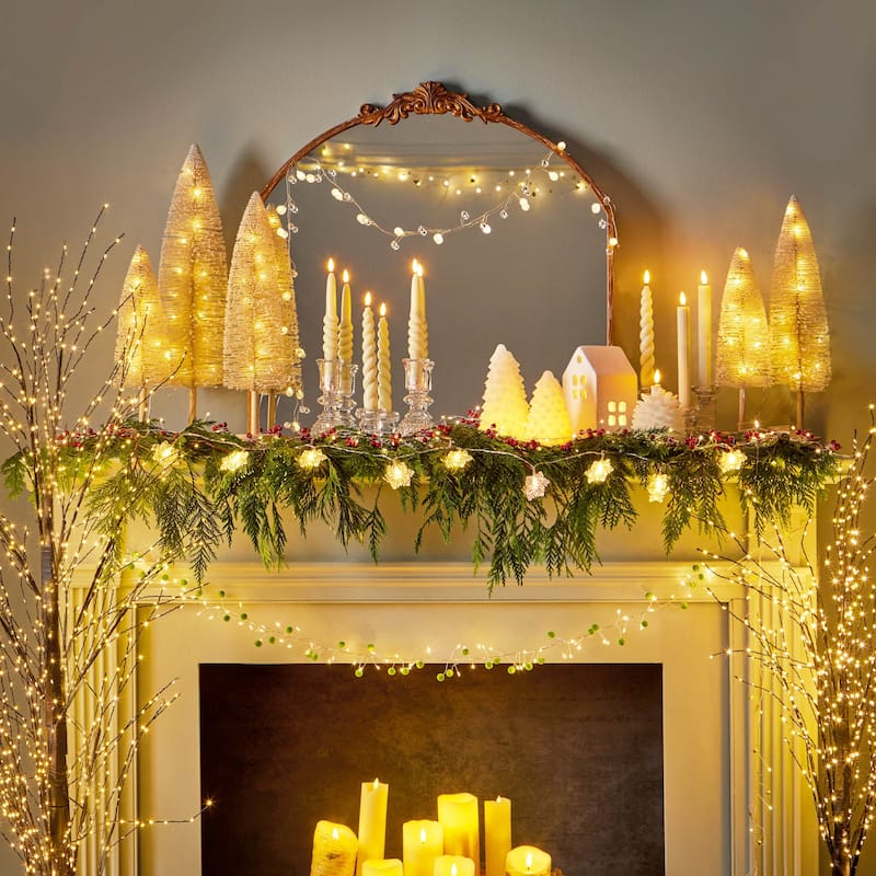 4Ft Twinkle LED Twig Garland - Multicolor Artificial Holiday Decor for Indoor Use - 47.24" H x 11.8" L x 11.8" W
