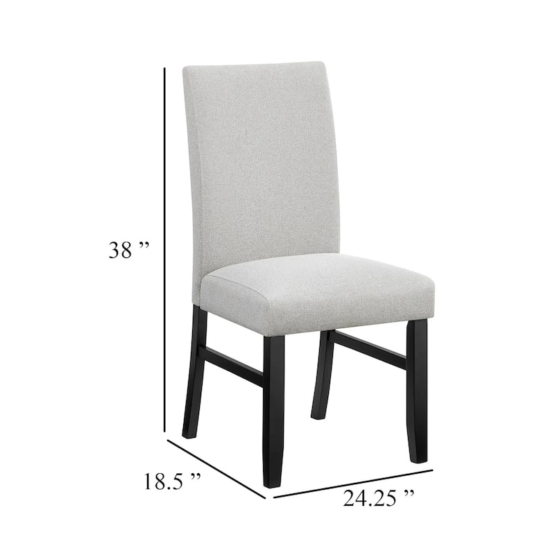 Riac Set of 2 Side Dining Chairs, Black Wood, Dove Gray Fabric Seat