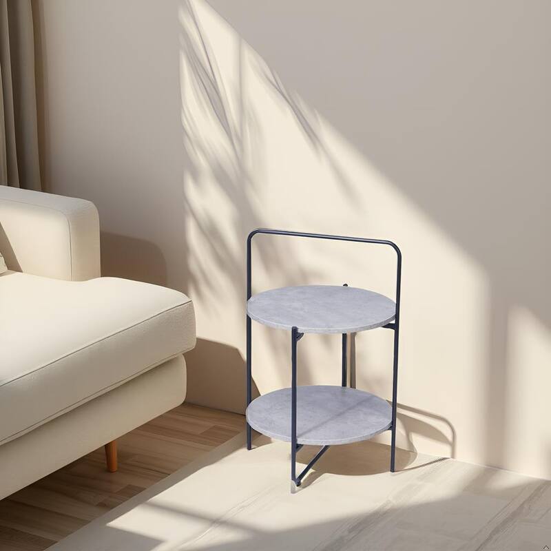 Mijas 2 Tier Side End Table 3 Color Options Cement Natural Brown - Grey
