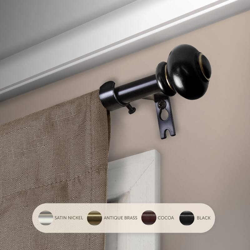 InStyleDesign Monroe Adjustable Curtain Rod - 84 to 120 inches - Black