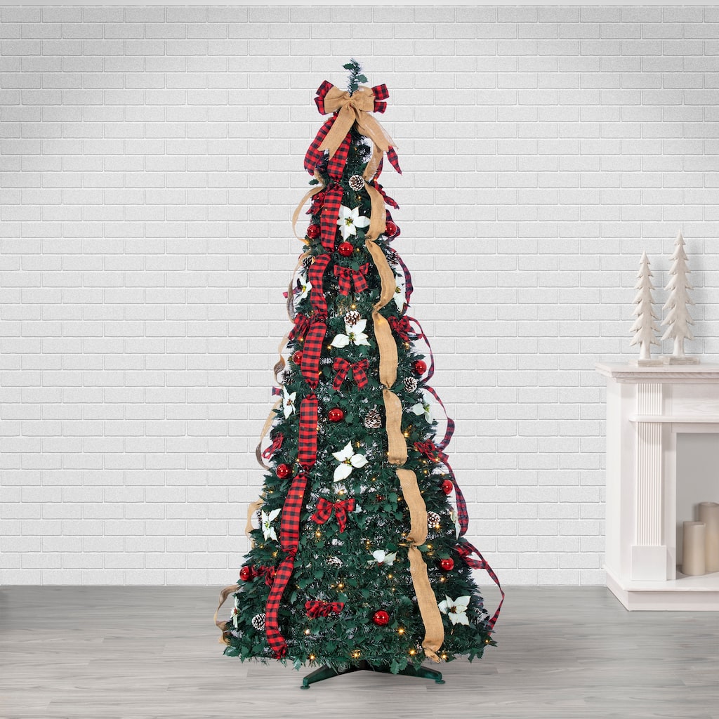 7.5 ft. Pre Lit LED Pop Up Decorative Pine Tree