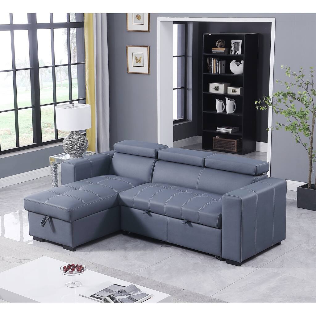 Revolution performance fabric Reversible Sleeper Sectional Storage Sofa Bed