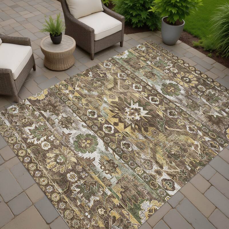 Machine Washable Indoor/ Outdoor Traditional Hudson Chantille Rug