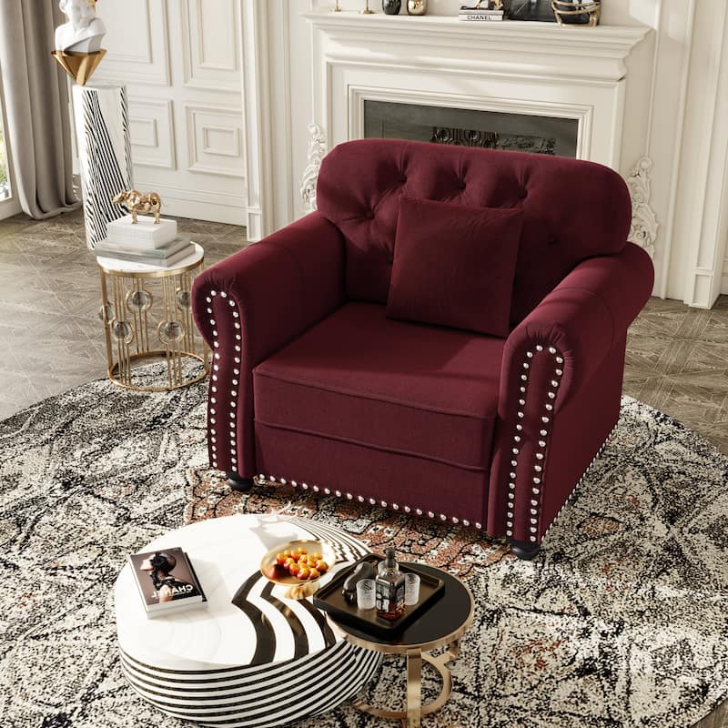 Mid-Century Modern Chesterfield Sofa with Button Tufted