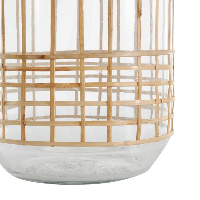 Clear Glass Handmade Rattan Wrapped Vase (Set of 2)