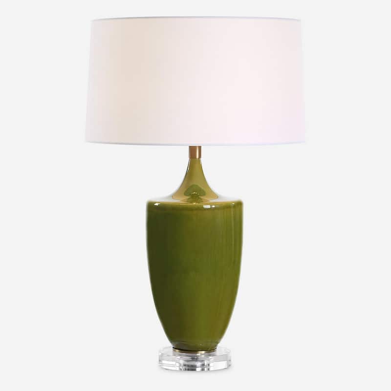 Urn Shaped Base Table Lamp with Tapered Shade - 28.75" - Green