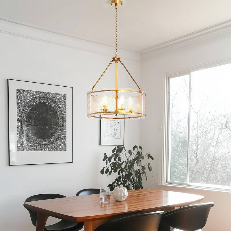 Brass 5-Light Branch Chandelier with Curved Glass Shades, E12 Base