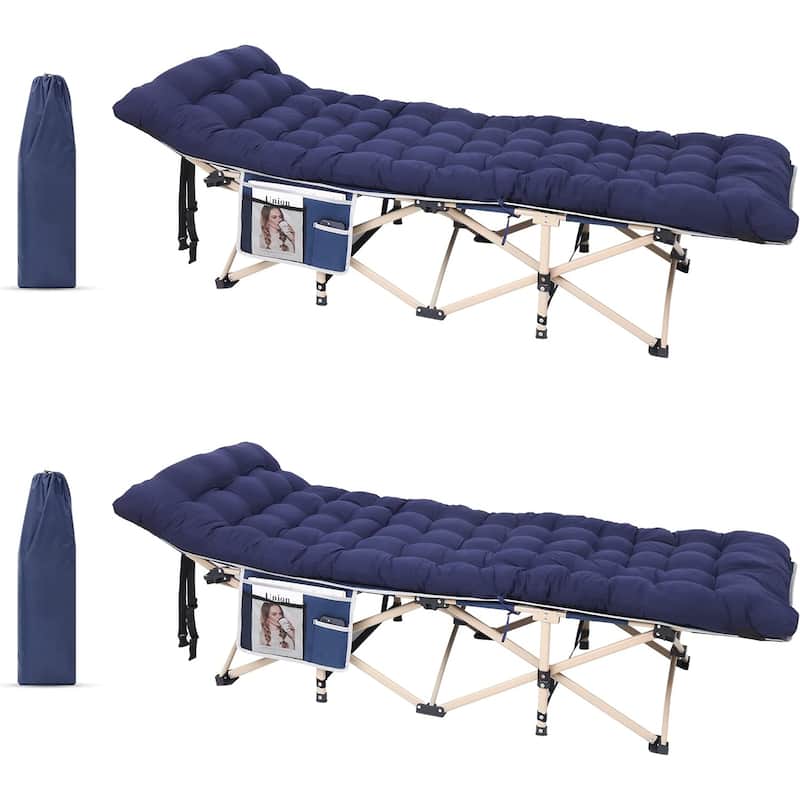 Camping Cot, Folding Camping Cot Folding Cot for Adults with Mattress, Pillow and Side Mesh Holders Holds Weights Up to 500Lbs