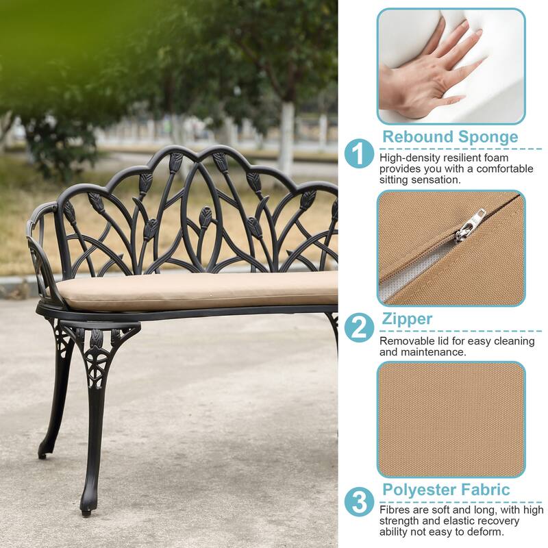 HOMEFUN Aluminum Outdoor Tulip Garden Bench