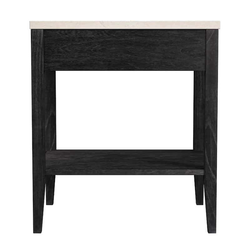 Mayfair 1 Drawer Wood and Marble Nightstand