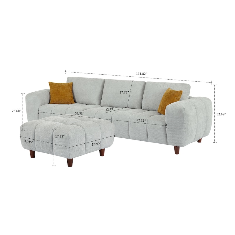 Modern Polyester Upholstered Reversible L-Shaped 3-Seater Sectional Sofa