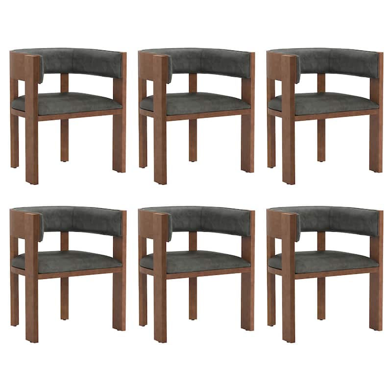 Modern Wooden Dining Chairs Set of 2/4/6 Upholstered Round Dining Chairs Kitchen and Dining Room Chairs with Arm and Backrest
