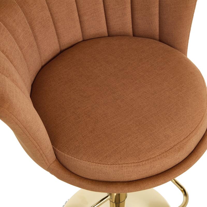 Set of 2 Bar Stools,with Chrome Footrest and Base, Swivel Height Adjustable Mechanical Lifting Velvet Bar Stools