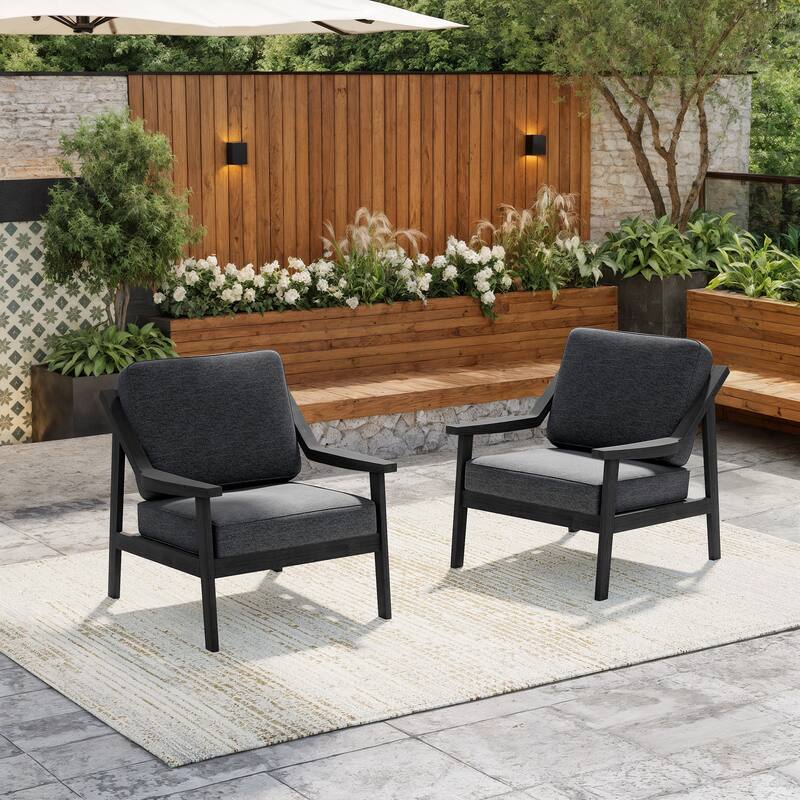 Solid Wood Outdoor Arm Chair Loveseat with Cushion