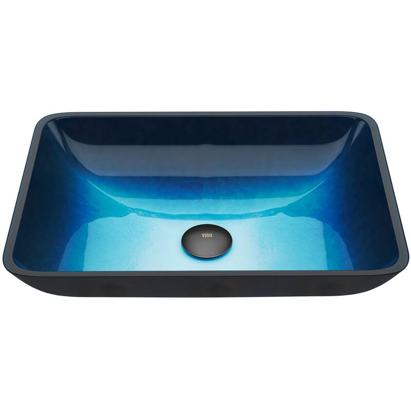 VIGO Donatello 18"L x 13"W x 4"H Glass Rectangular Vessel Bathroom Sink