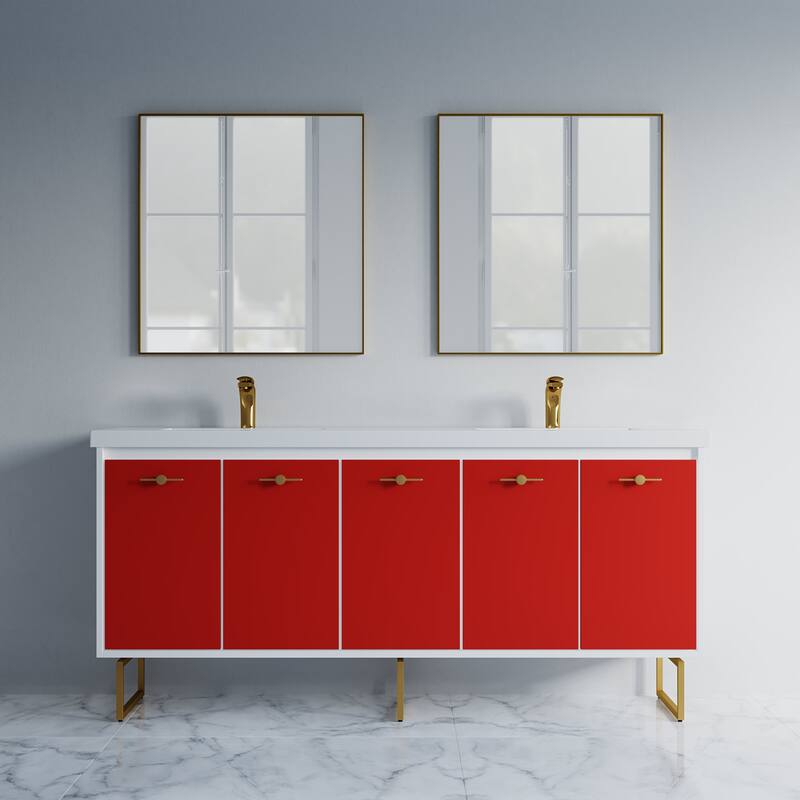 Kennan 72" Double Bathroom Vanity Set with Rectangle Legs