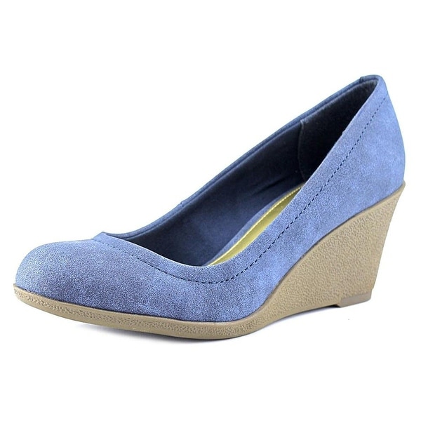 American Living Mikala Women Open Toe Synthetic Wedge Heel Blue Size 11.0 American Living Mikala Women Open Toe Synthetic Wedge Heel Blue Size 11.0