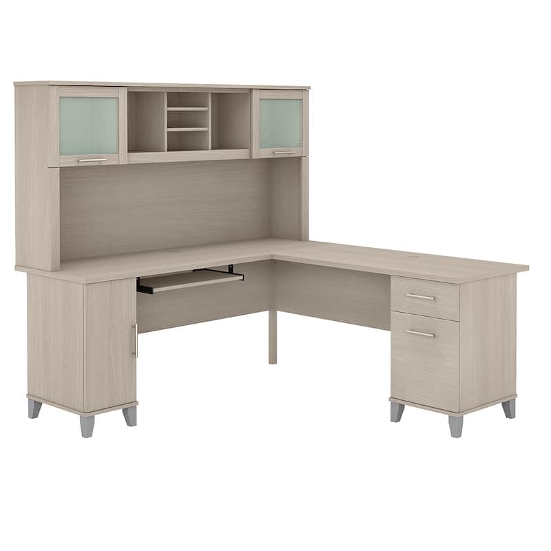 Bush Furniture Somerset 72W L Shaped Desk with Storage Hutch