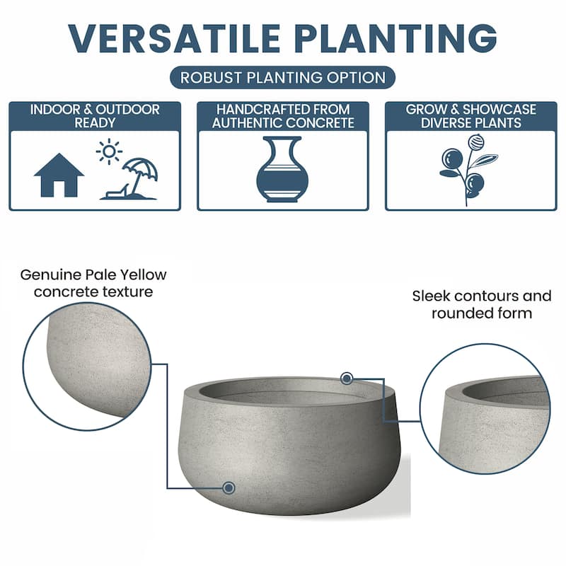 Tall Concrete Round Plant Pots / Large Indoor and Outdoor flower Planters