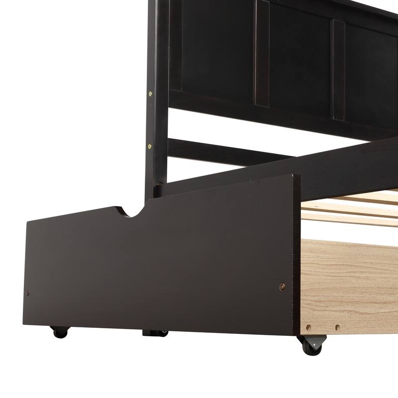 Twin Size Platform Storage Bed with 2 Drawers, Espresso Finish