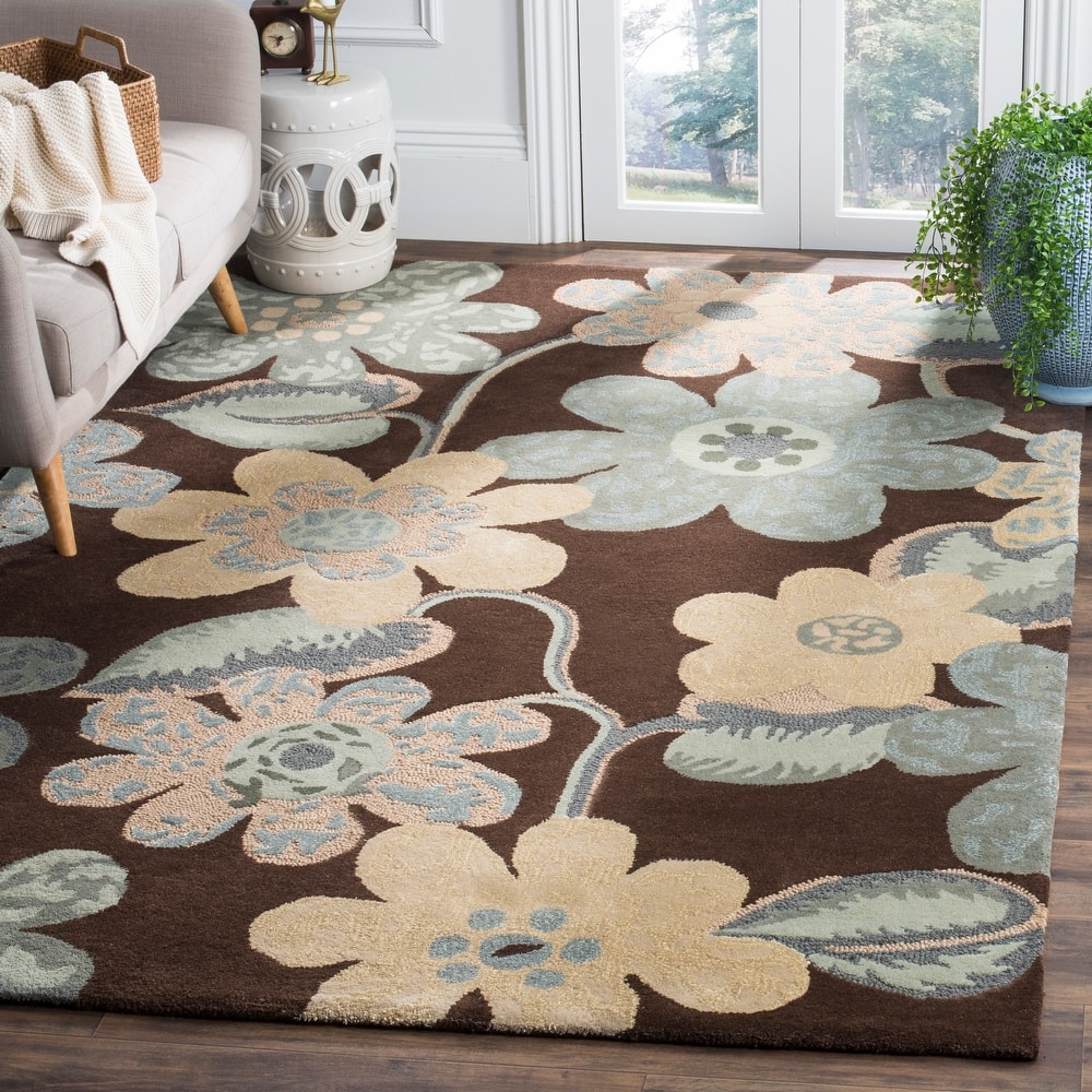 SAFAVIEH Handmade Bella Jeaninne Modern Floral Wool Rug