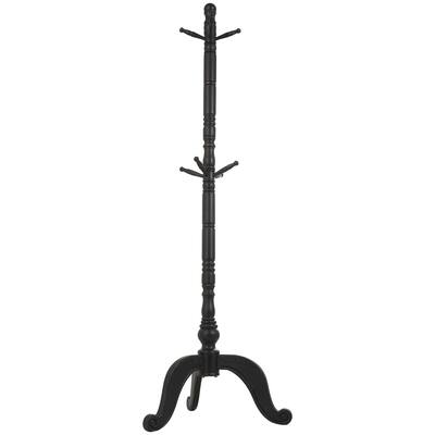 Wood 7 or 8 Hanger Coat Rack with Scrolled Feet and Leaf Carvings - Black or White - Roche River Decor