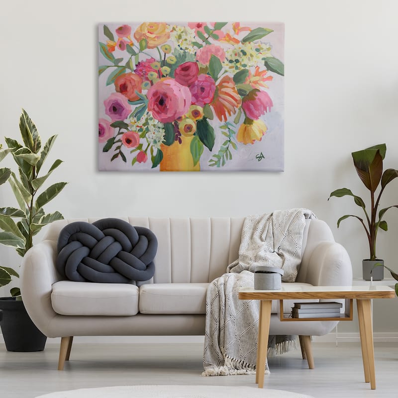 Stupell Assorted Flowers in Pink & Yellow Canvas Wall Art Design By Suzanne Allard