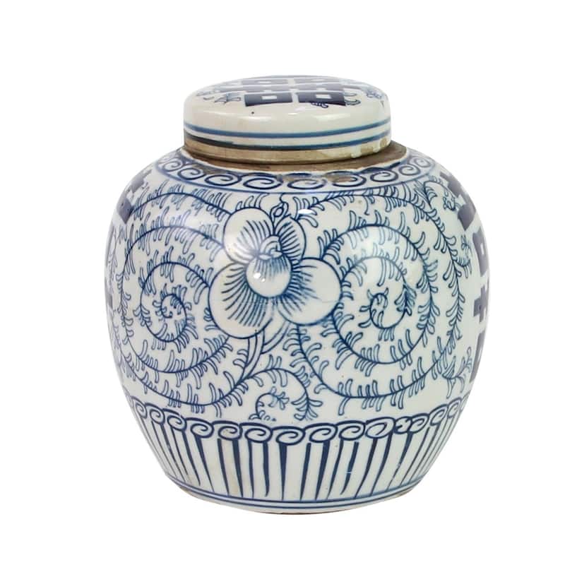 Blue And White Mini Jar Double Happiness