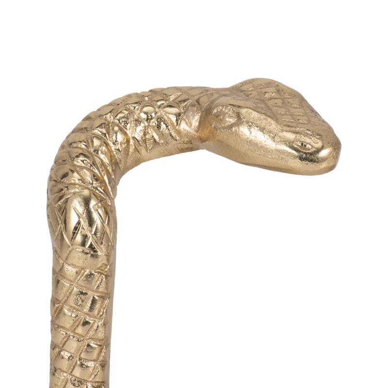 Decorative Faux Snake on Marble Base Bookends - Set of 2", 9", Gold - 9.0"