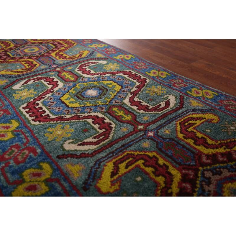 Geometric Kazak Oriental Runner Rug Hand-Knotted Wool Carpet - 2'6"x 9'9"