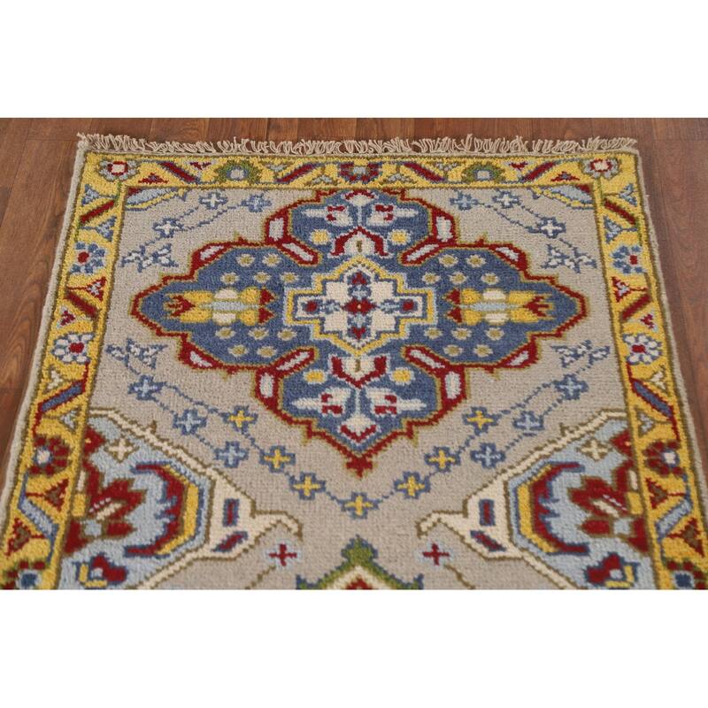 Geometric Kazak Oriental Rug Hand-Knotted Wool Carpet - 2'6"x 5'11"