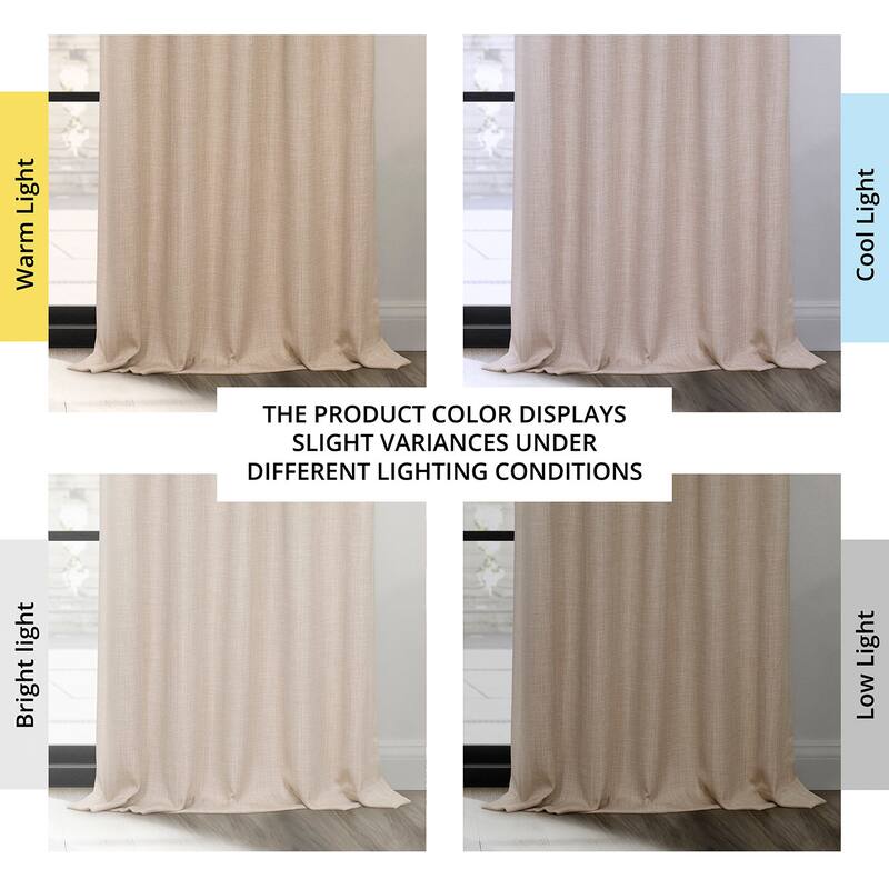 Exclusive Fabrics French Pleated Textured Faux Linen Room Darkening Curtains for Bedroom & Living Room Curtains (1 Panel)