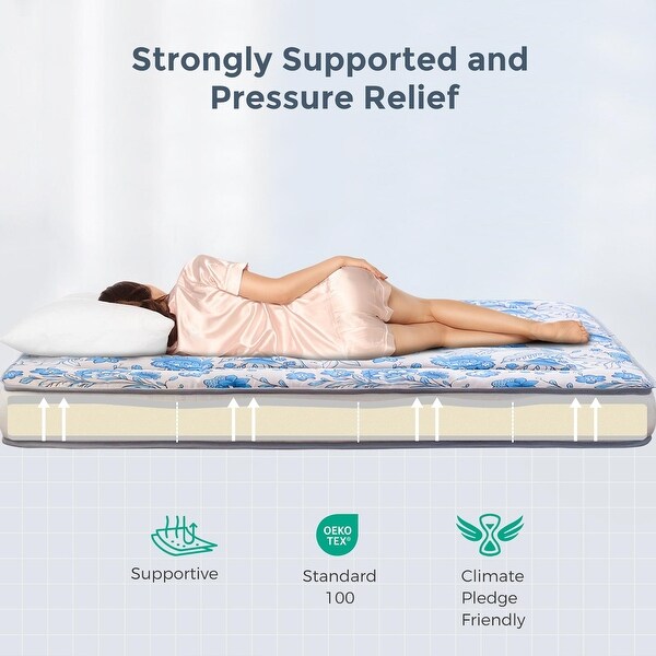 6-inch Thick Floral Pattern Floor Bed Futon Mattress - Bed Bath