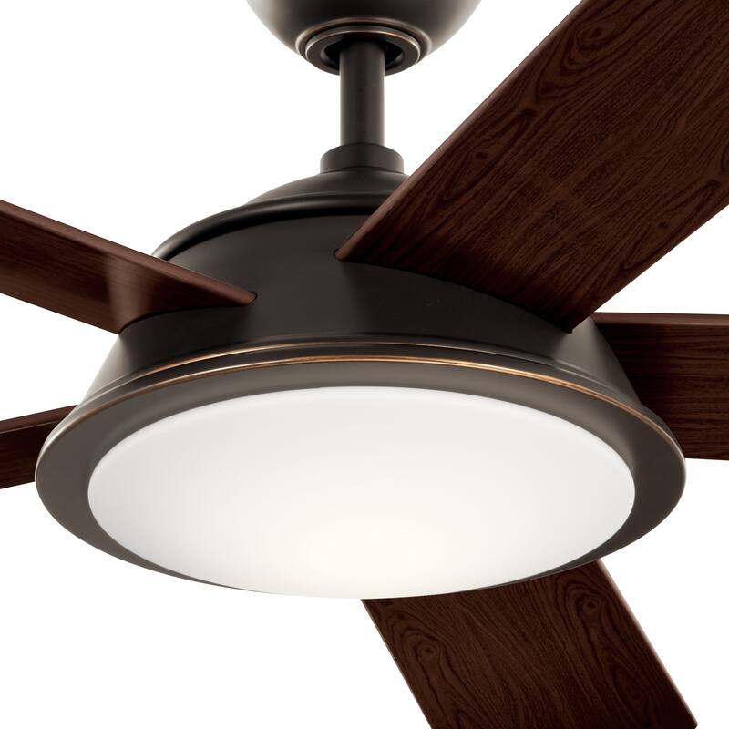 Kichler Verdi 56 Inch LED Ceiling Fan Olde Bronze with Dark Walnut and Weathered Medium Oak Blades