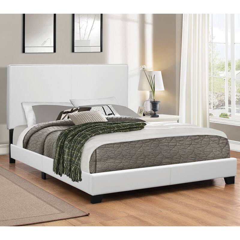Leatherette Upholstered Platform Bed in White