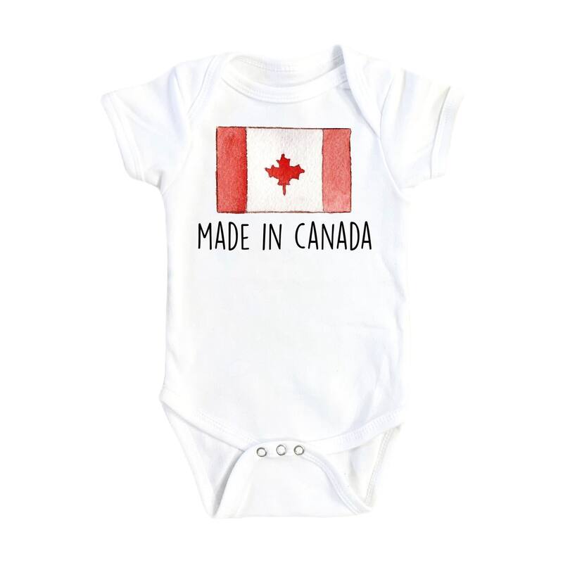 Canada Flag Made - Baby Boy Girl Clothes Infant Bodysuit Funny Cute Newborn - White - 3-6M