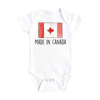 Canada Flag Made - Baby Boy Girl Clothes Infant Bodysuit Funny Cute Newborn