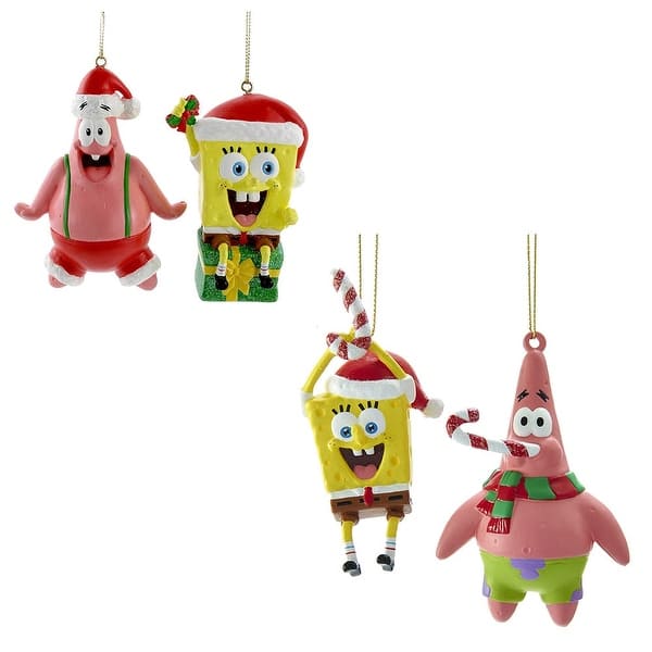 Kurt Adler 3.5-Inch SpongeBob Squarepants and Patrick Ornaments, 4 ...