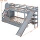 preview thumbnail 3 of 64, Traditional Castle Style Twin Over Twin Bunk Bed with Slide,2 Drawers Under-Bed and Storage Staircase