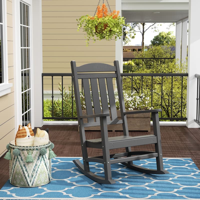 Laguna Hdpe All Weather Outdoor Patio Rocking Chair - Grey