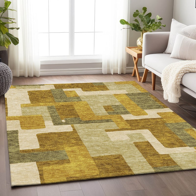 Premium Washable Super Soft Geo Casual Mayfield Rug - Wheat - 2'6" x 3'10"