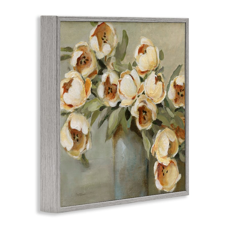 Stupell Curved Flowers in Vase Framed Giclee Art Design By Carol Robinson