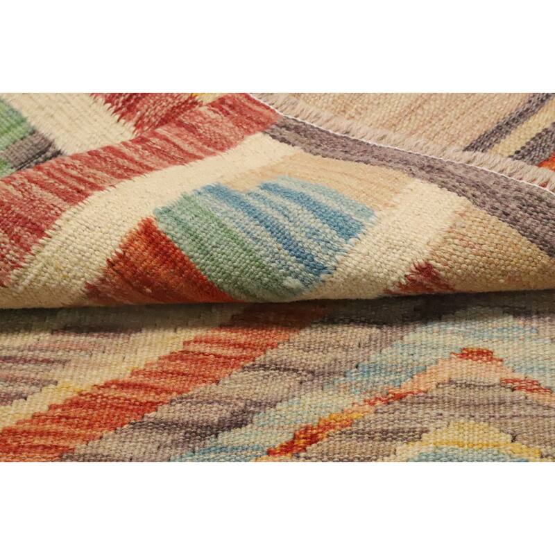 Hand Woven Oriental 100% Wool Carpet Southwestern Tribal Multi-Colored Kilim Area Rug - 4' 11'' X 3' 3''