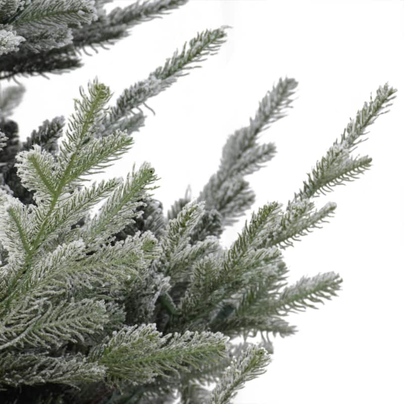 Puleo International Flocked 7.5' Spruce Pre-lit Artificial Christmas Tree