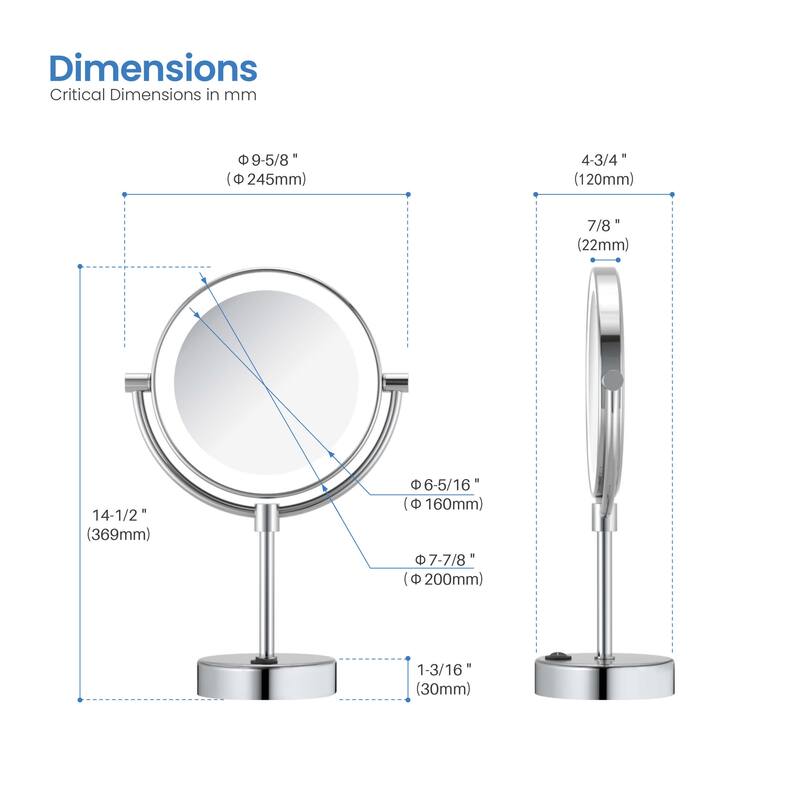 Circular LED Free Standing Magnifying Make Up Mirror