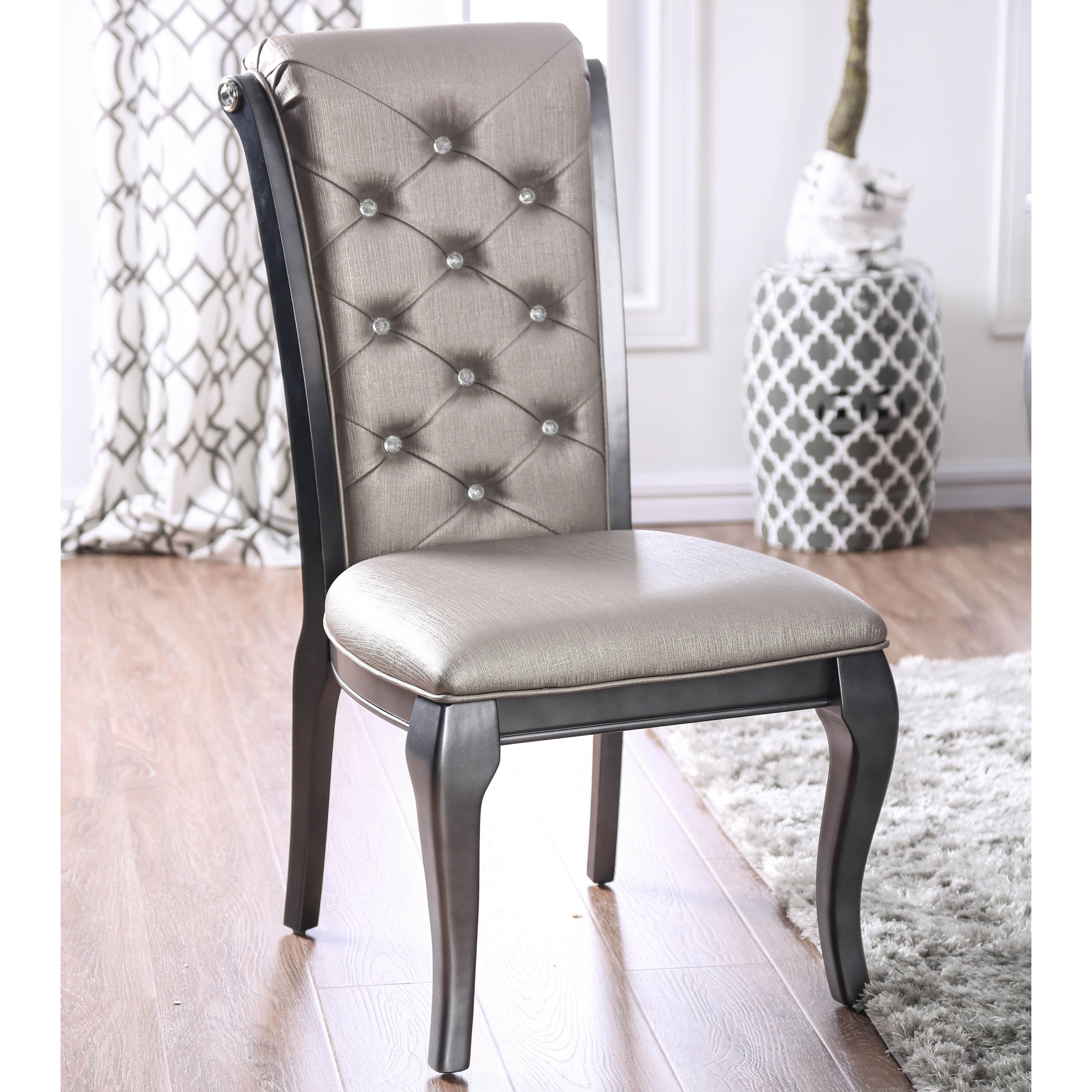 Danette metallic platinum sale dining room set