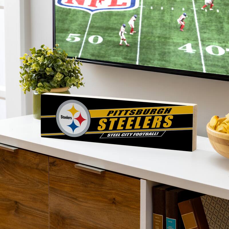 Pittsburgh Steelers Wooden Tabletop Mantel Shelf Sign - 5" x 18"