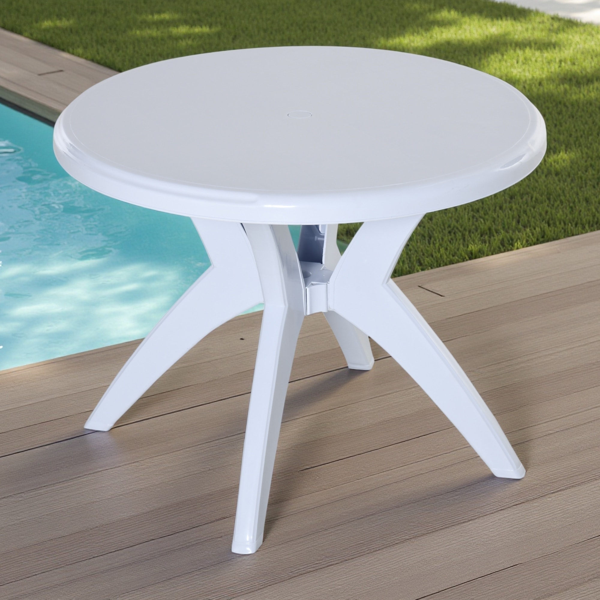 Outdoor Round Bistro Dining Table Table with Umbrella Hole for Bar, Garden
